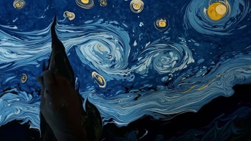 Van Gogh Eserini Ebru Sanatına Uyarlayan Sanatçı Tüm Dünyanın İlgisini Çekti