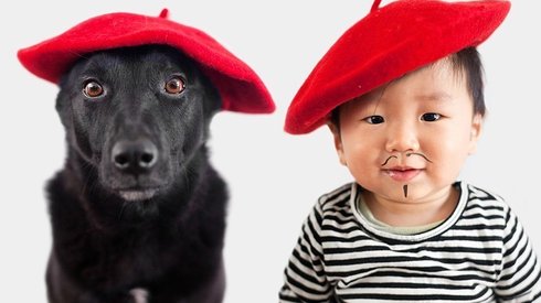 Bebek Ve Evin Köpeğinin Bir Örnek Giyindiği Sevimli Fotoğraflar